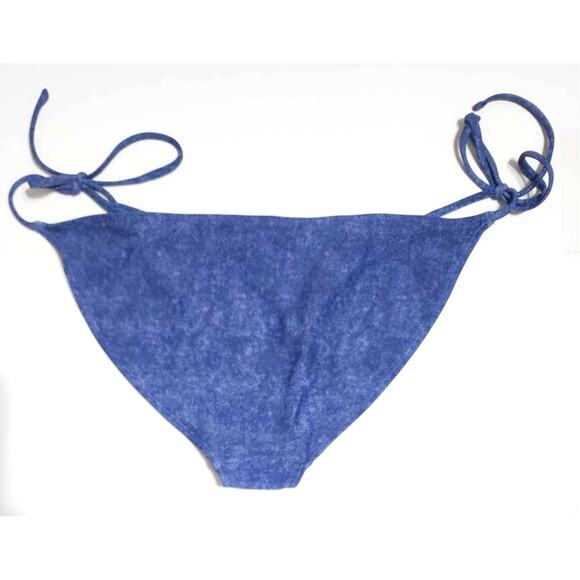 Aerie Side Tie Denim Print String Bikini Blue Large NEW - Picture 2 of 6